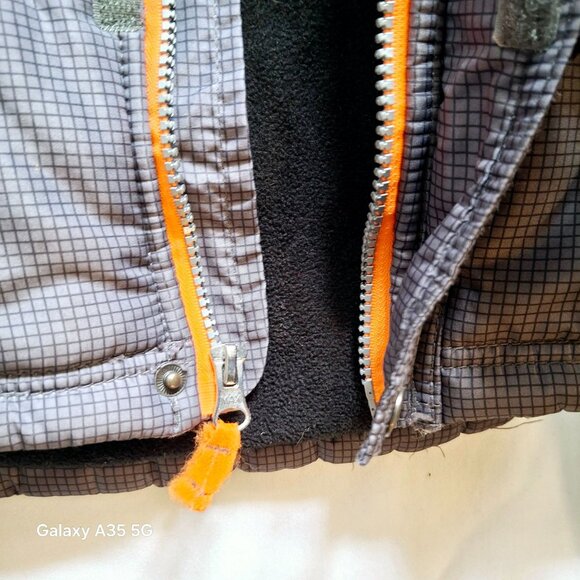 Carters Toddler Boys Gray Hooded Puffer Jacket With Orange Zipper Details 2T - Picture 5 of 8